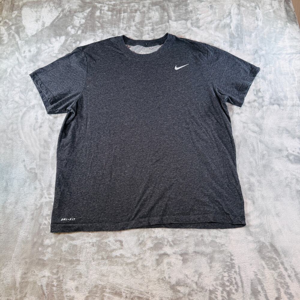 Nike The Tee Mens Shirt XL Dark Charcoal Grey Heather Dri-Fit Athletic Swoosh